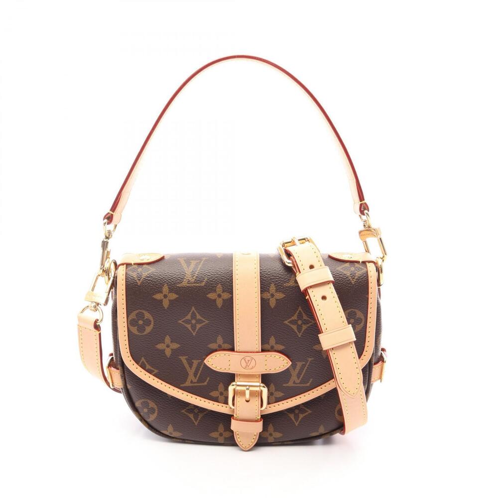 Louis Vuitton Saumur Monogram Canvas Leather Crossbody Bag Brown